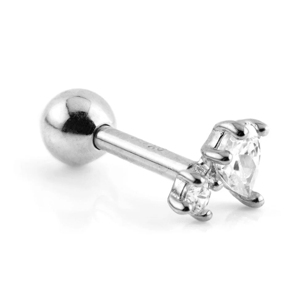Tear & Mini Gem 9 Carat Solid Gold Barbell Earring - Image 2