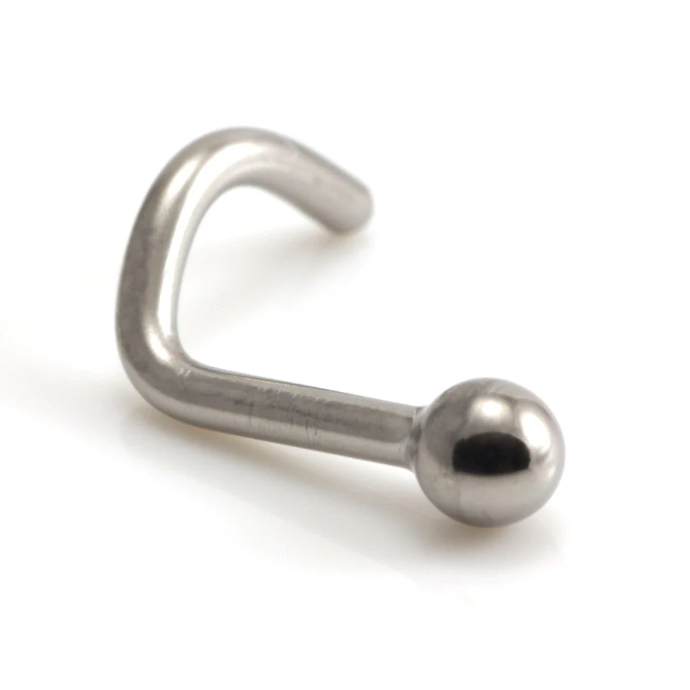 Ti Ball Nose Stud Extra Long Curl - UK Made