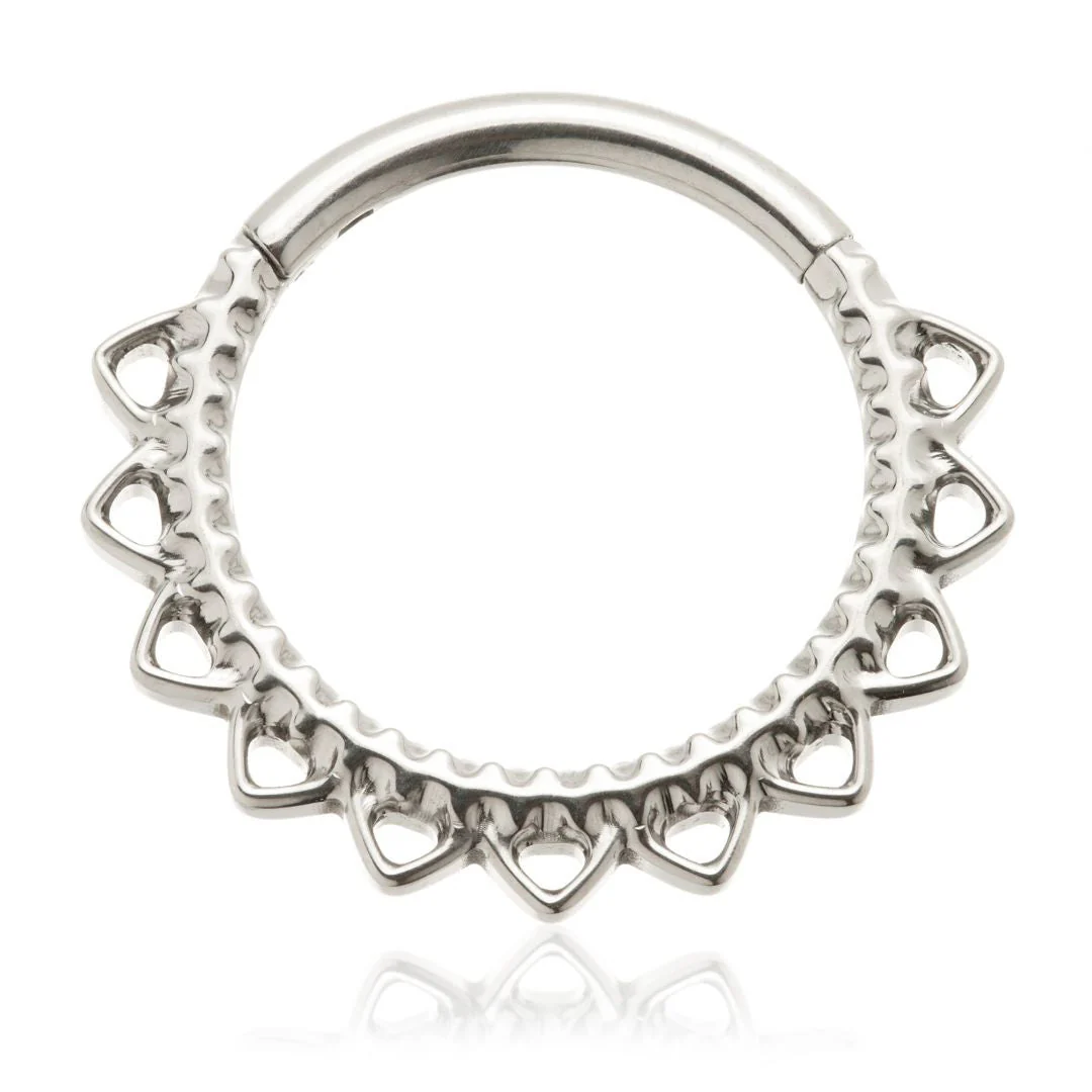 Ti Couture Beaded Open Petal Hinged Ring