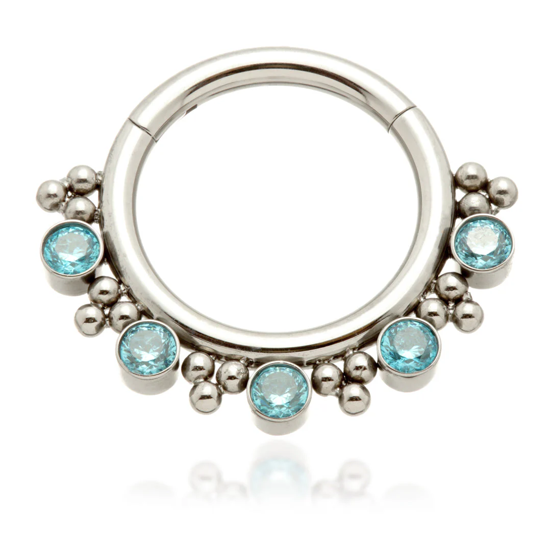 Ti Couture Front Facing Jewelled Tribal Bead Cluster Hinged Ring - Image 2