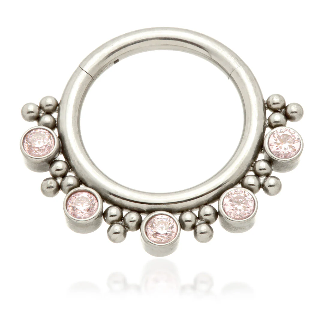 Ti Couture Front Facing Jewelled Tribal Bead Cluster Hinged Ring - Image 3