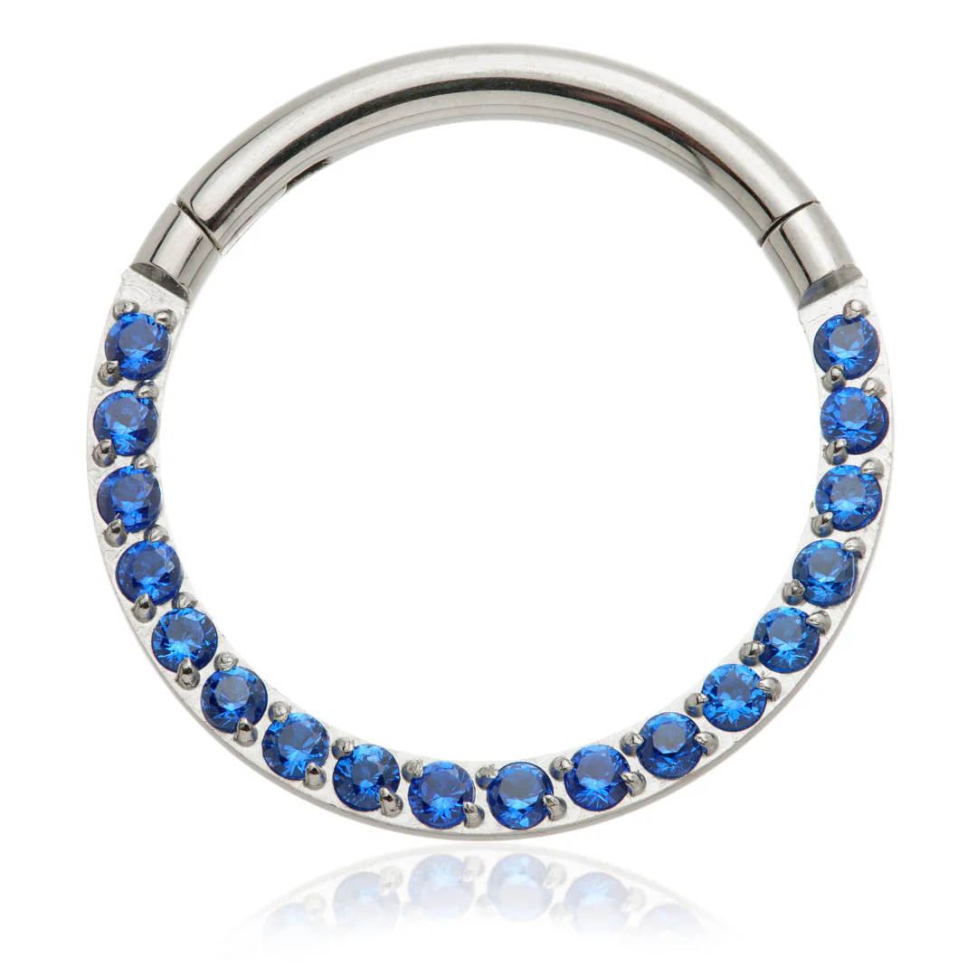 Ti Couture Front Facing Pave Gems Hinged Daith Ring - Image 3