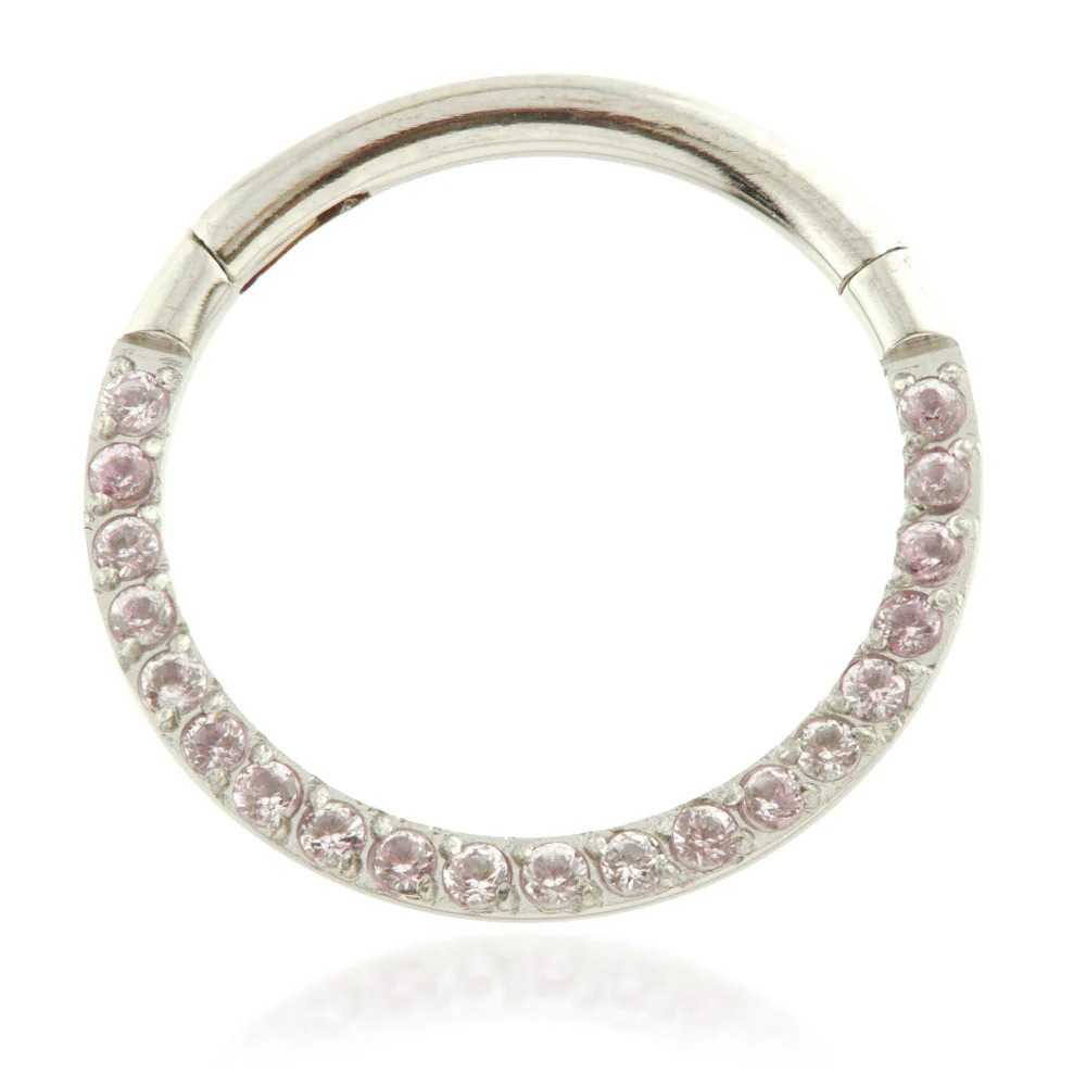 Ti Couture Front Facing Pave Gems Hinged Daith Ring - Image 5