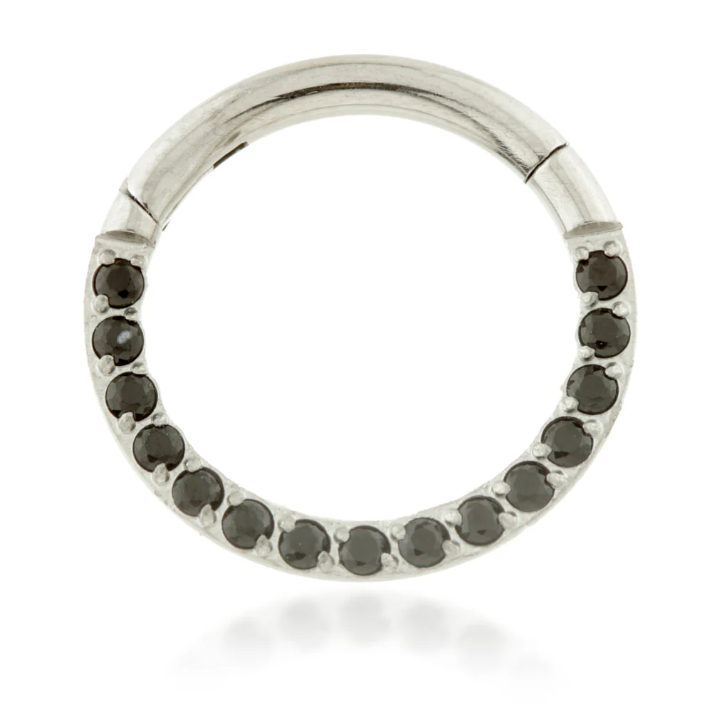 Ti Couture Front Facing Pave Gems Hinged Daith Ring - Image 6