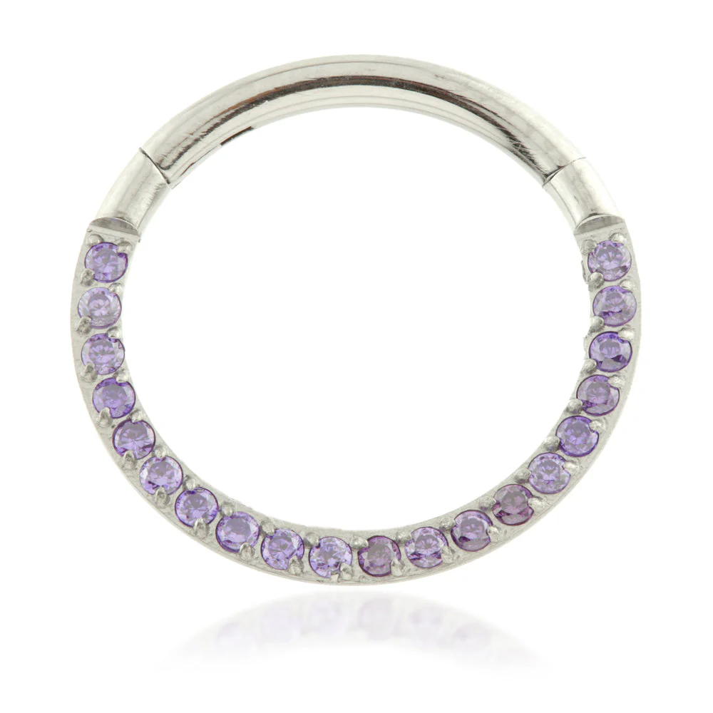 Ti Couture Front Facing Pave Gems Hinged Daith Ring - Image 8