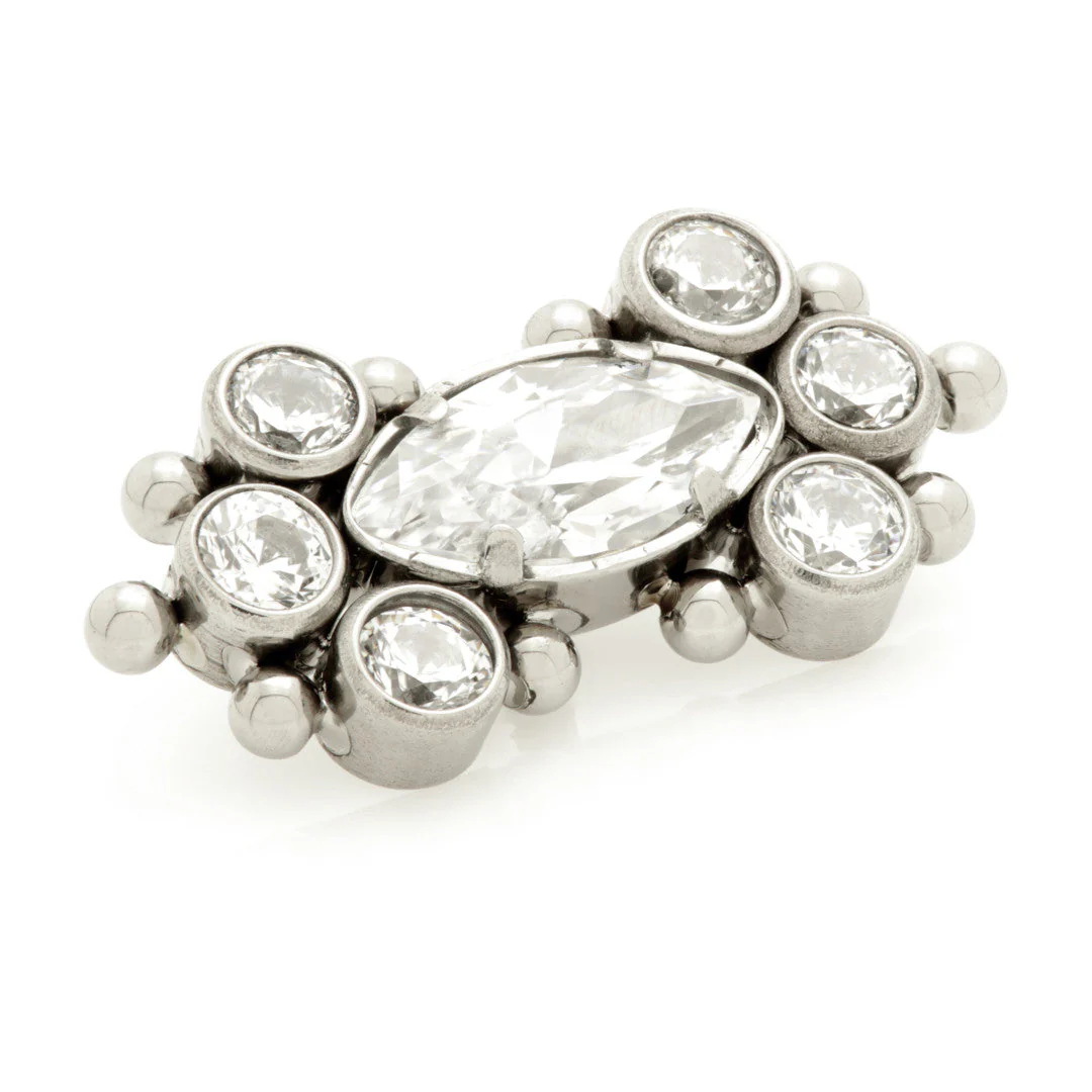 Ti Couture Internal Jewelled Marquise with Side Bezel Gems Attachment (0.9mm thread)