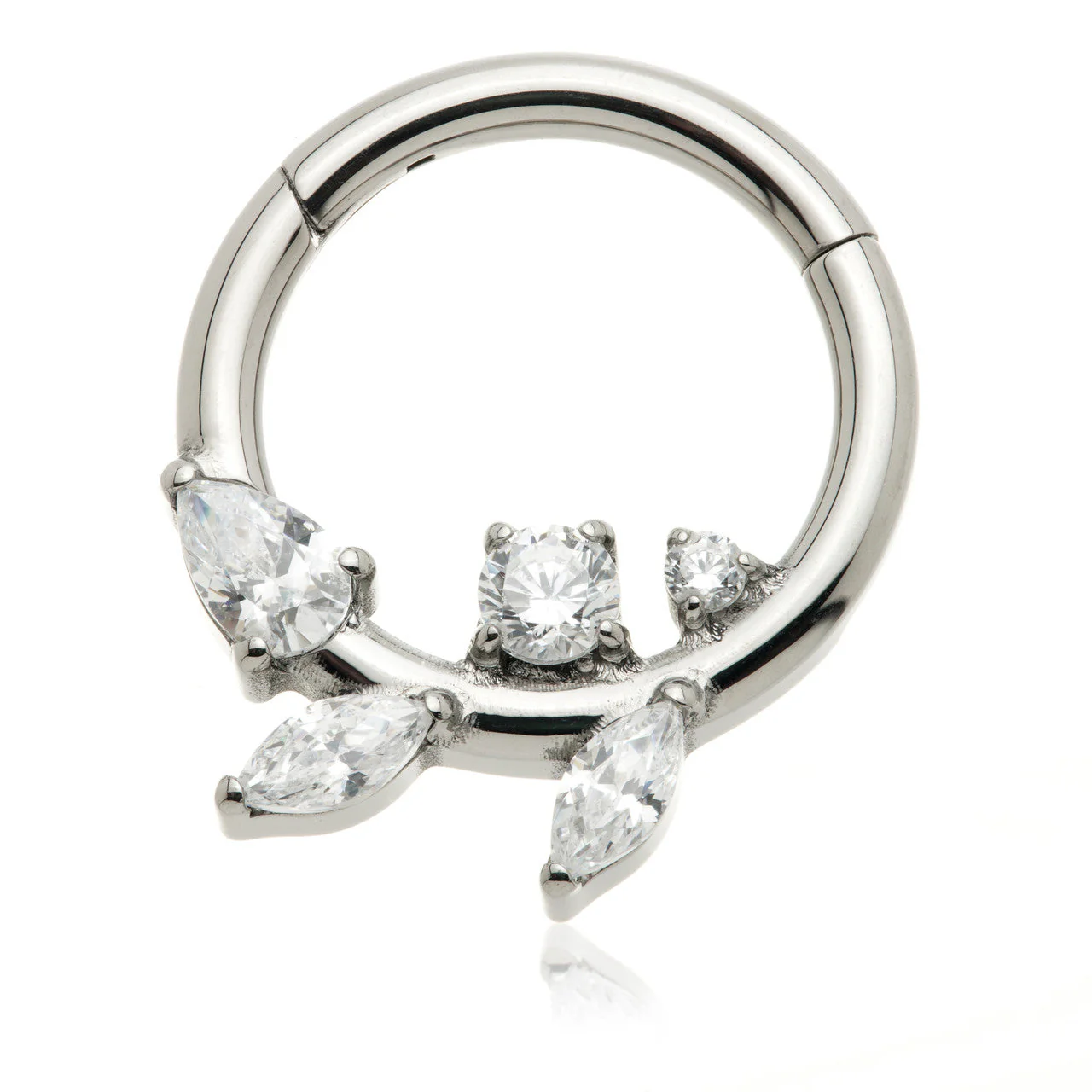 Ti Couture Multi Gem Leaf Hinged Ring