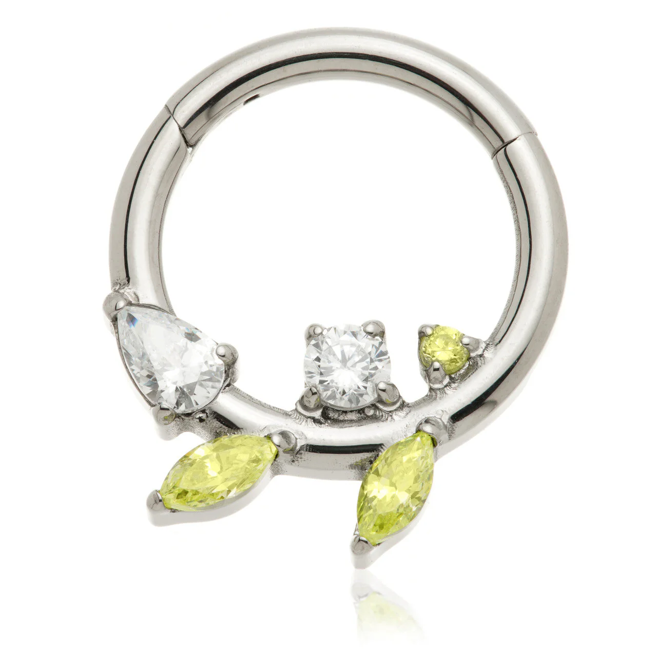 Ti Couture Multi Gem Leaf Hinged Ring - Image 2