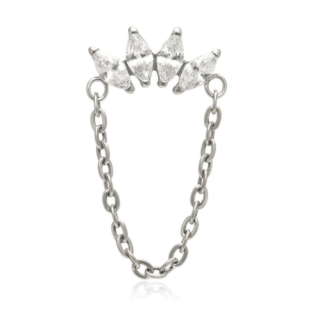 Ti Internal 4 Prong Marquise with Hanging Chain Attachment