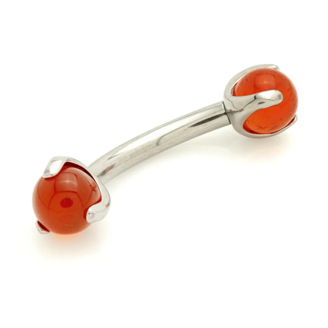 Ti Internal Banana Bar with Double Gemtone Prong - Image 12