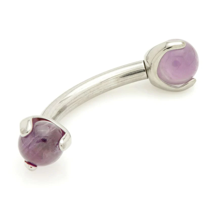 Ti Internal Banana Bar with Double Gemtone Prong - Image 17
