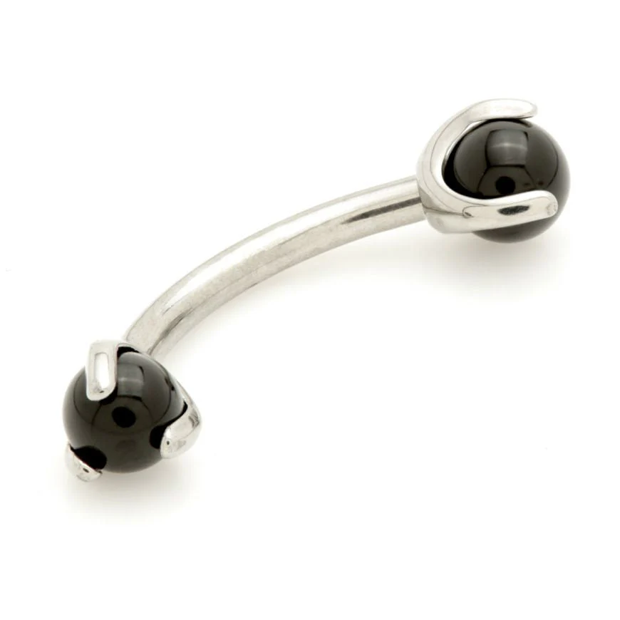 Ti Internal Banana Bar with Double Gemtone Prong - Image 3