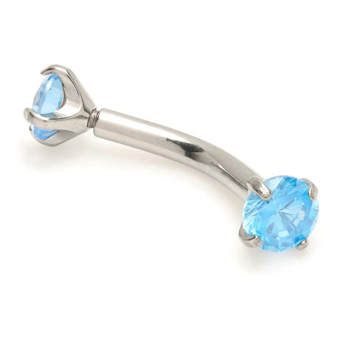 Ti Internal Banana Bar with Double Gemtone Prong - Image 4