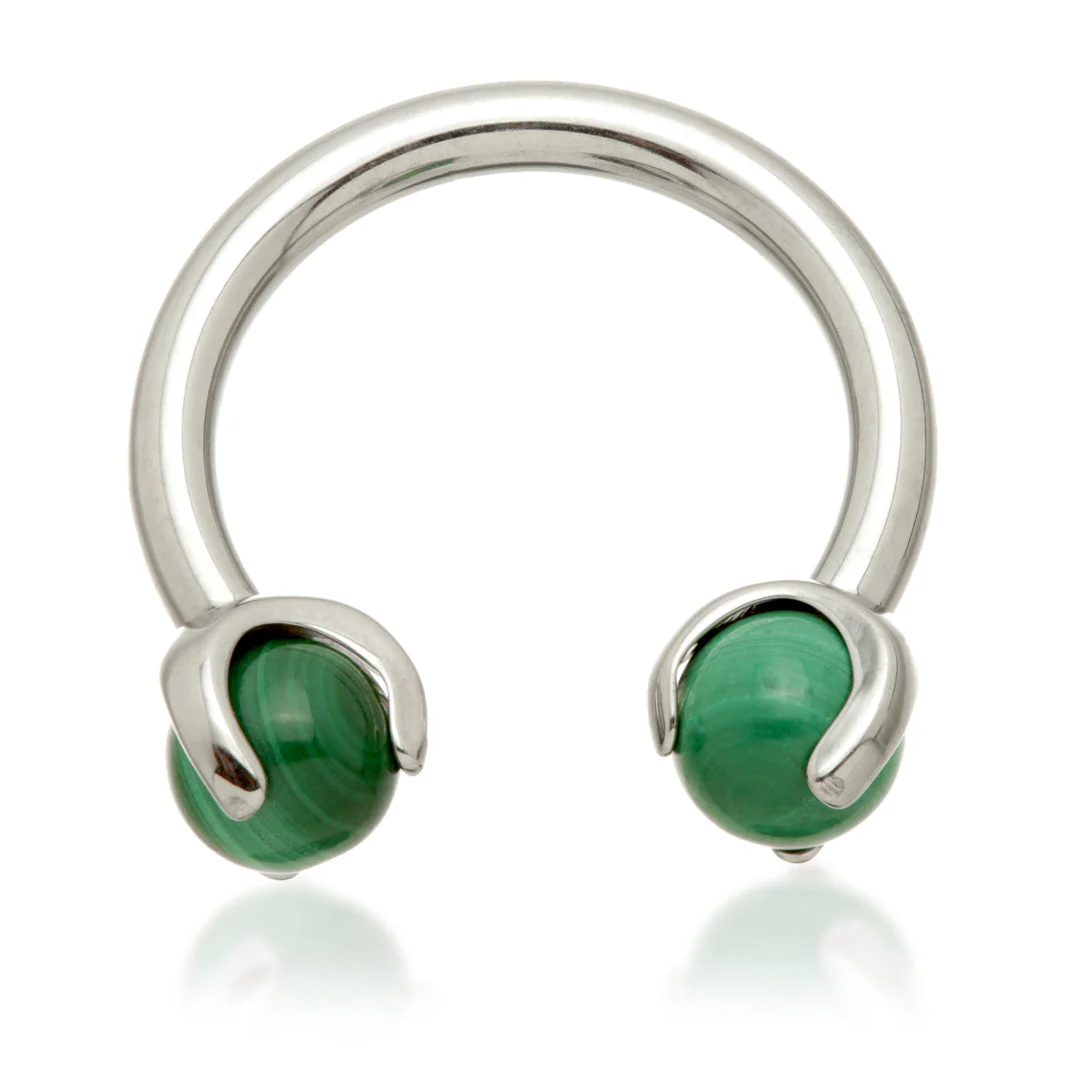 Ti Internal Circular Barbell with Double Semi Precious Stone Prong - Image 10