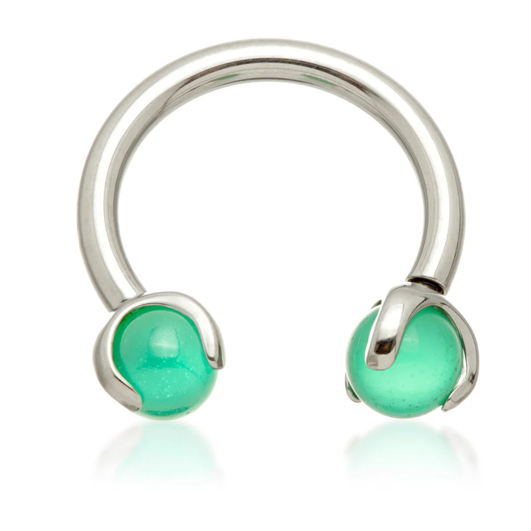 Ti Internal Circular Barbell with Double Semi Precious Stone Prong - Image 2