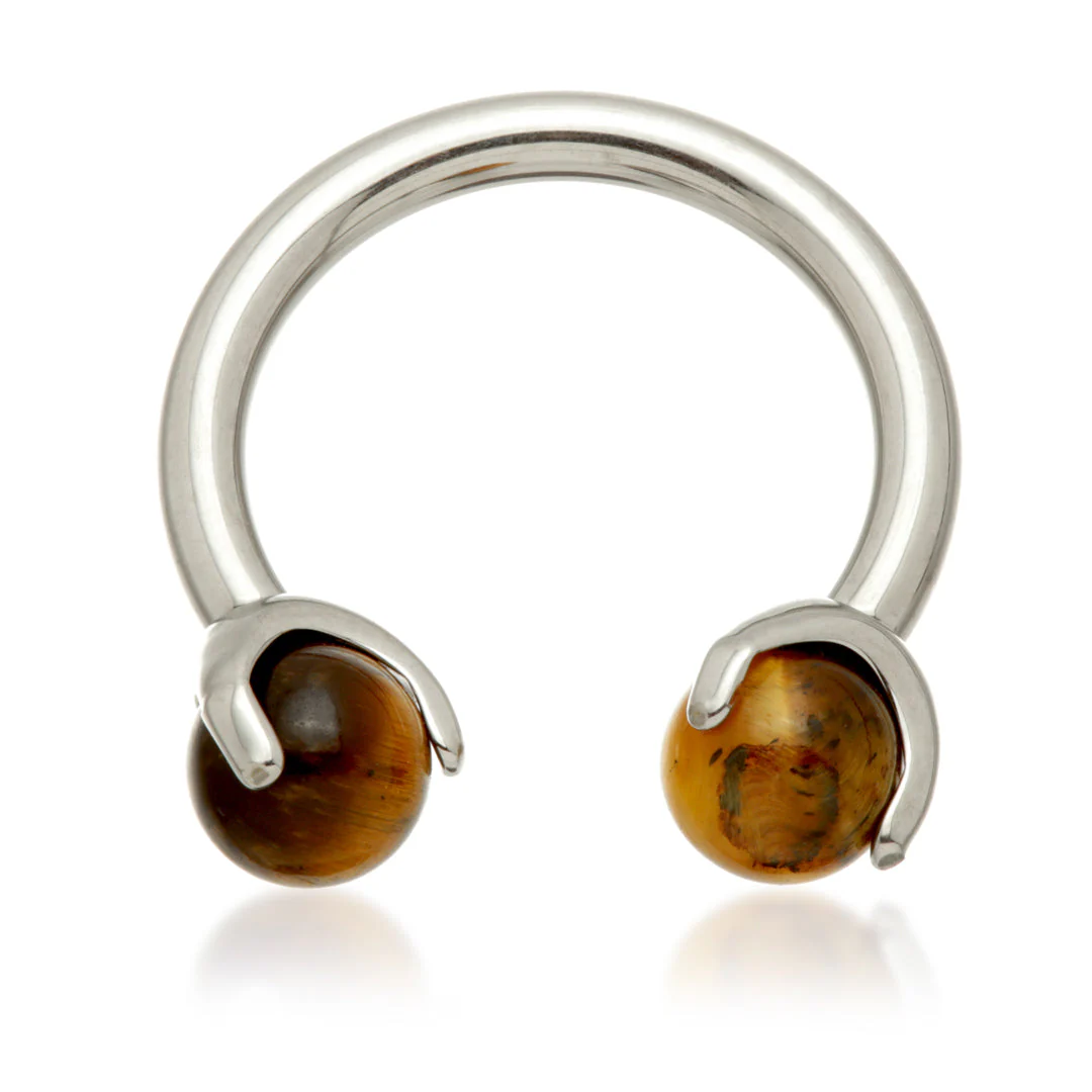 Ti Internal Circular Barbell with Double Semi Precious Stone Prong - Image 4