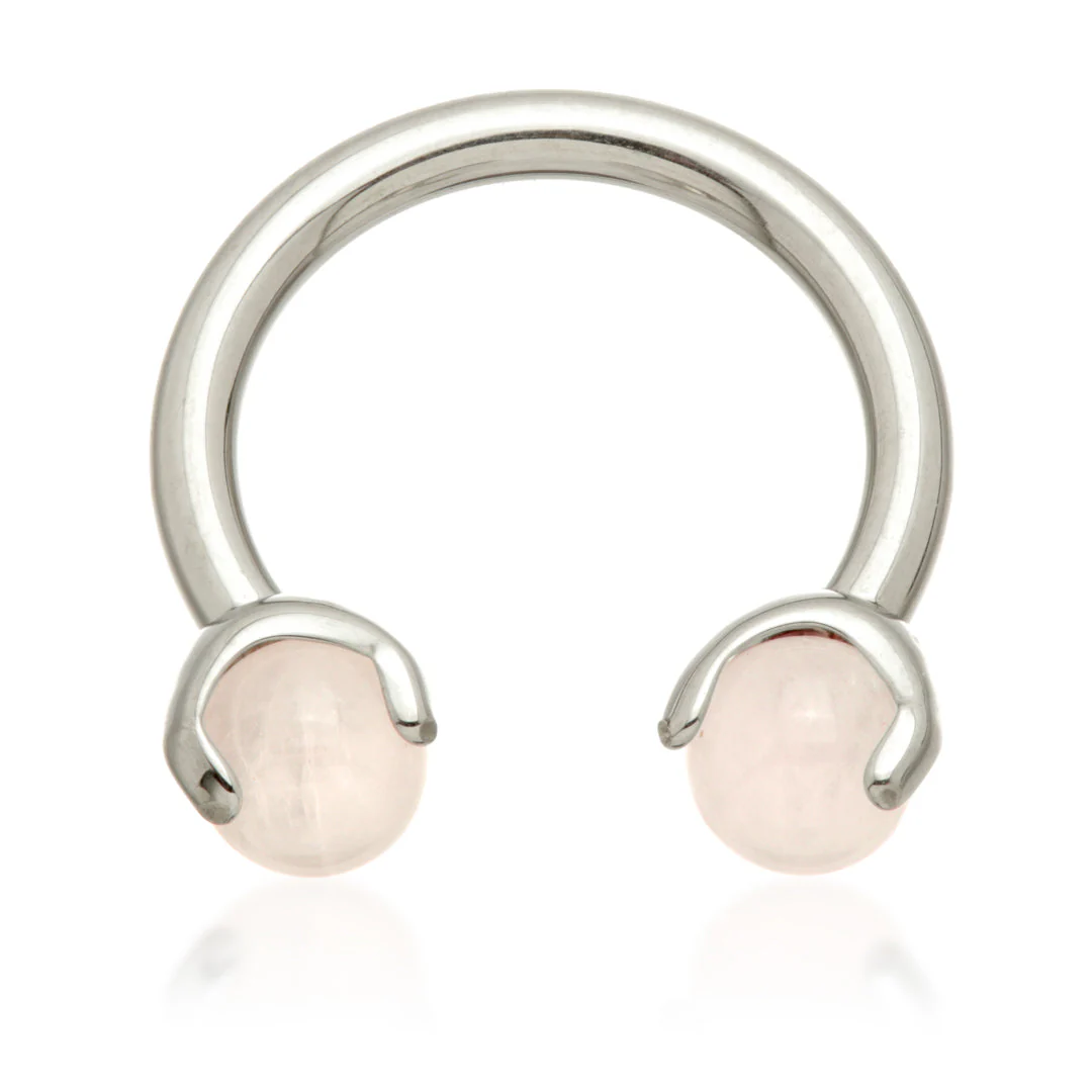 Ti Internal Circular Barbell with Double Semi Precious Stone Prong - Image 5