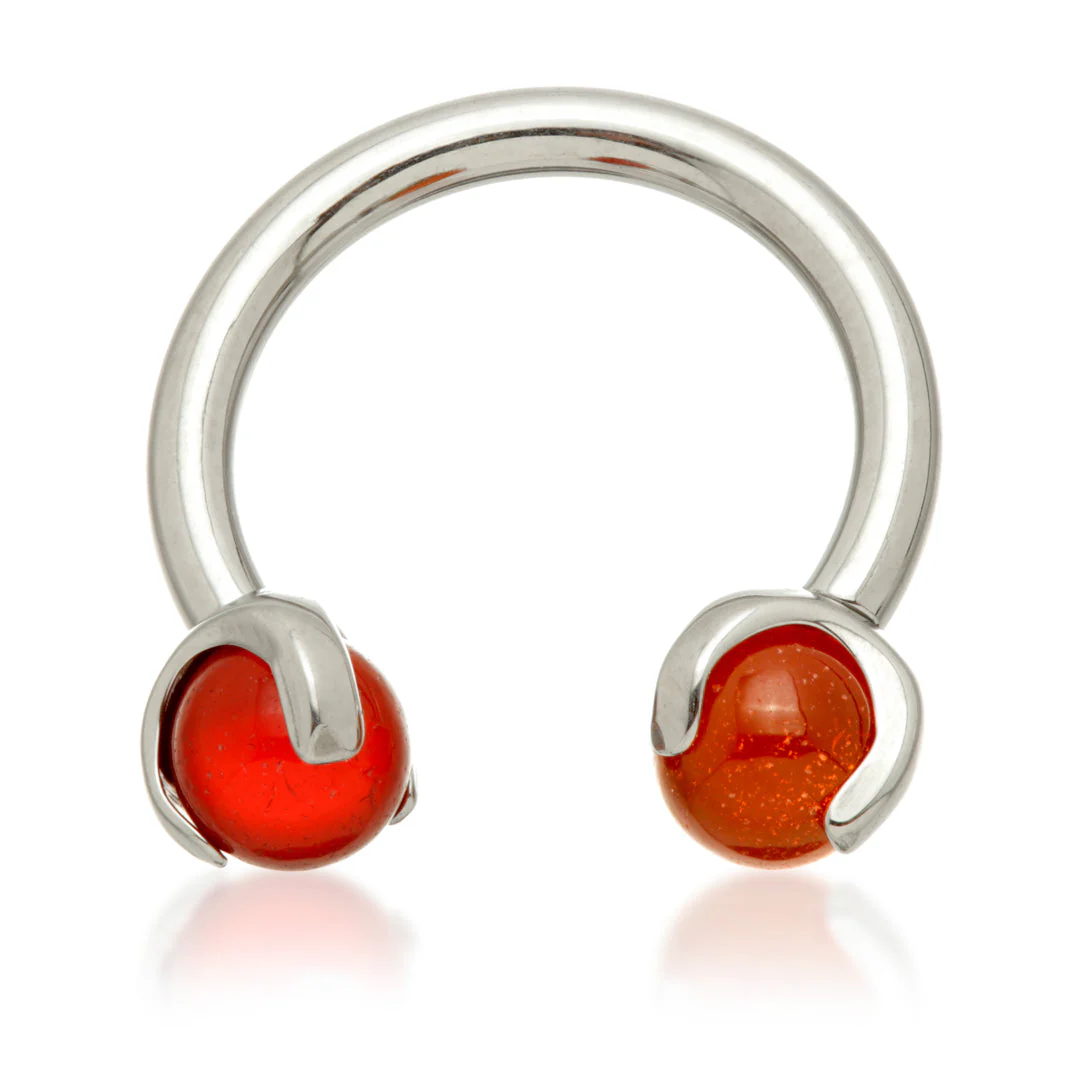 Ti Internal Circular Barbell with Double Semi Precious Stone Prong - Image 6