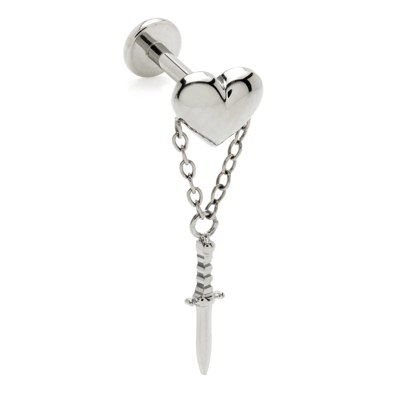 Ti Internal Heart With Hanging Dagger Labret-1.2-8