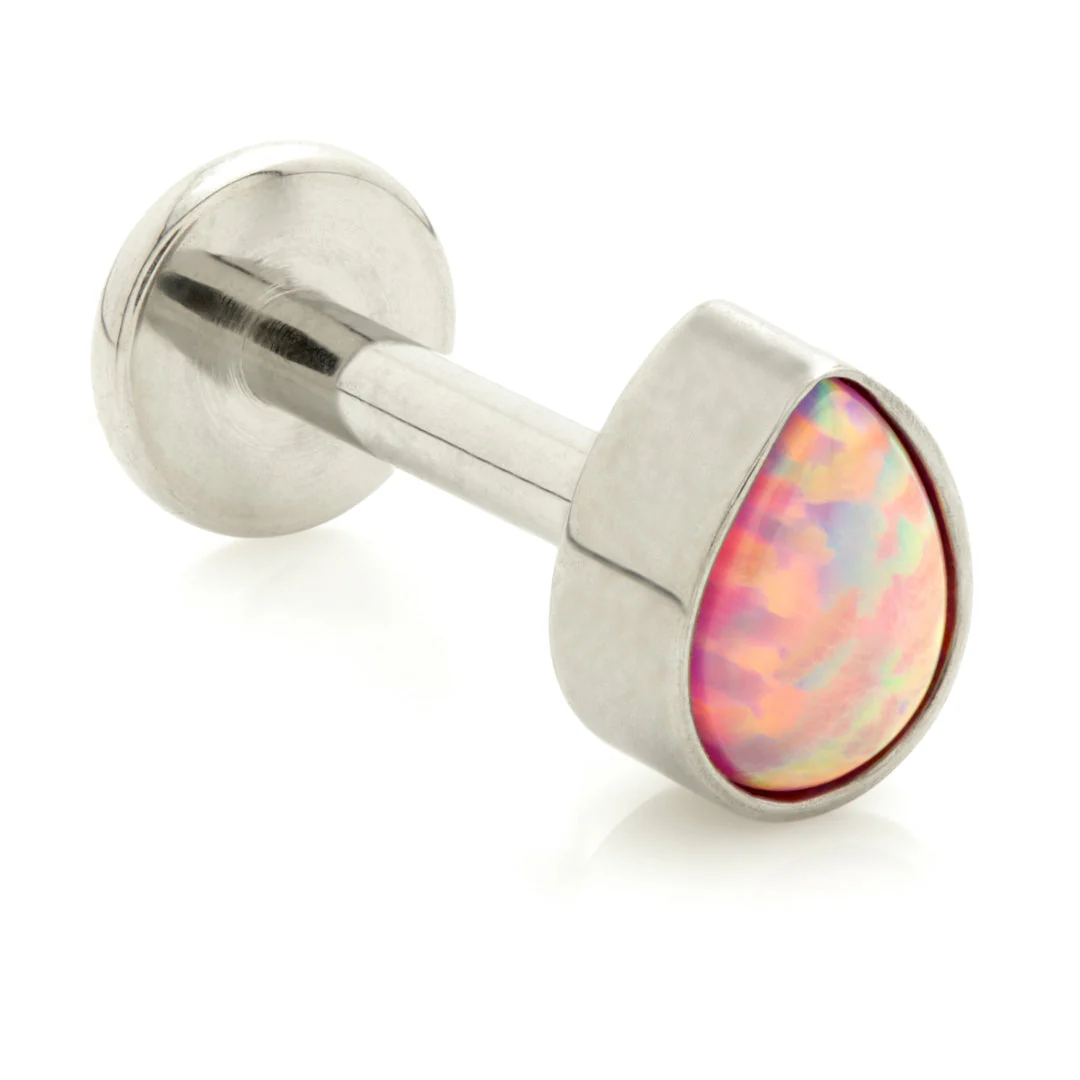 Ti Internal Labret with Opal Bezel Teardrop Attachment - Image 3