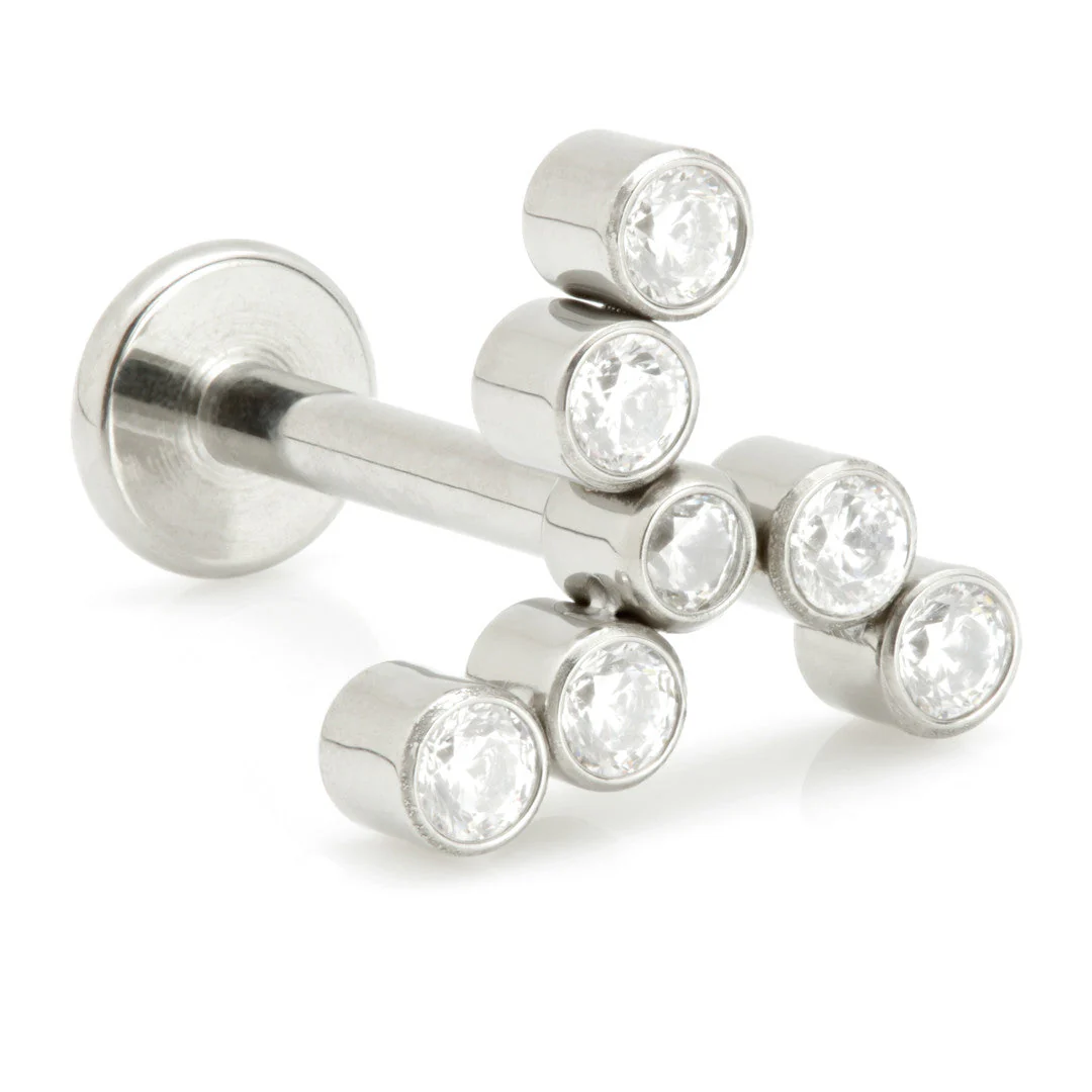 Ti Internal Labret with Windmill Shaped Jewelled Bezel Set Attachment