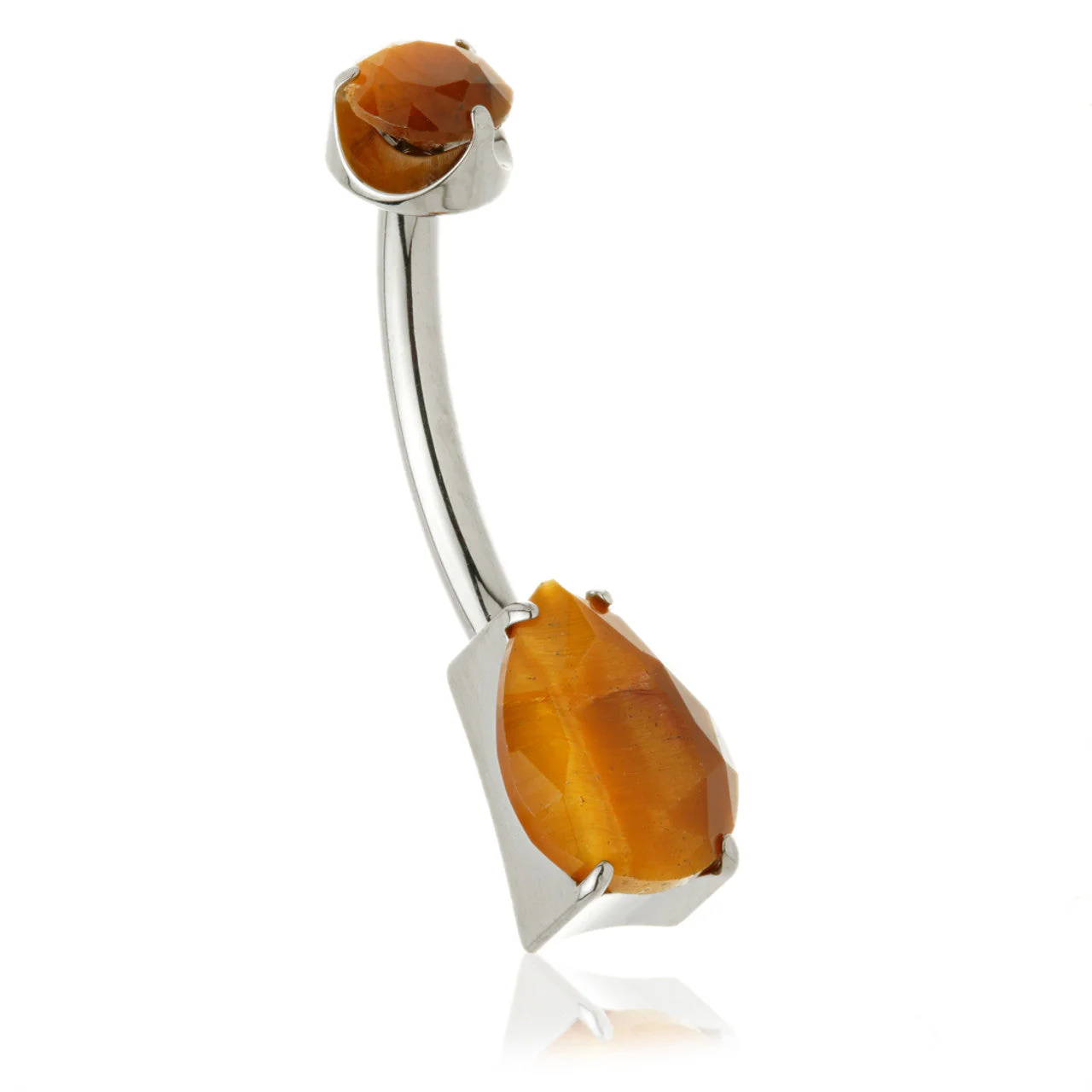 Ti Internal Natural Stone Teardrop Navel Bar - Image 2
