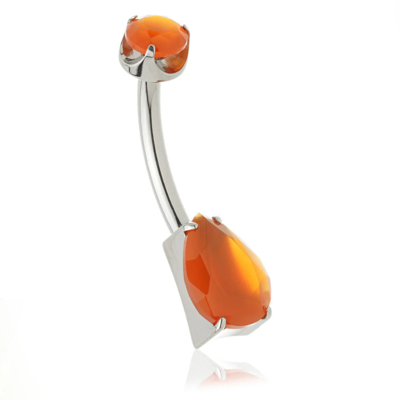 Ti Internal Natural Stone Teardrop Navel Bar - Image 3
