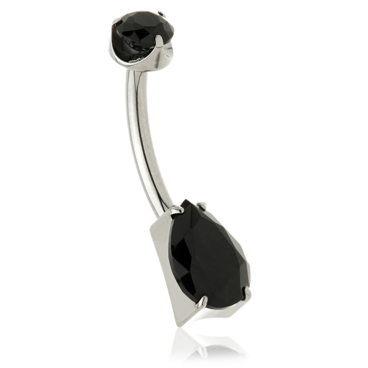 Ti Internal Natural Stone Teardrop Navel Bar - Image 4