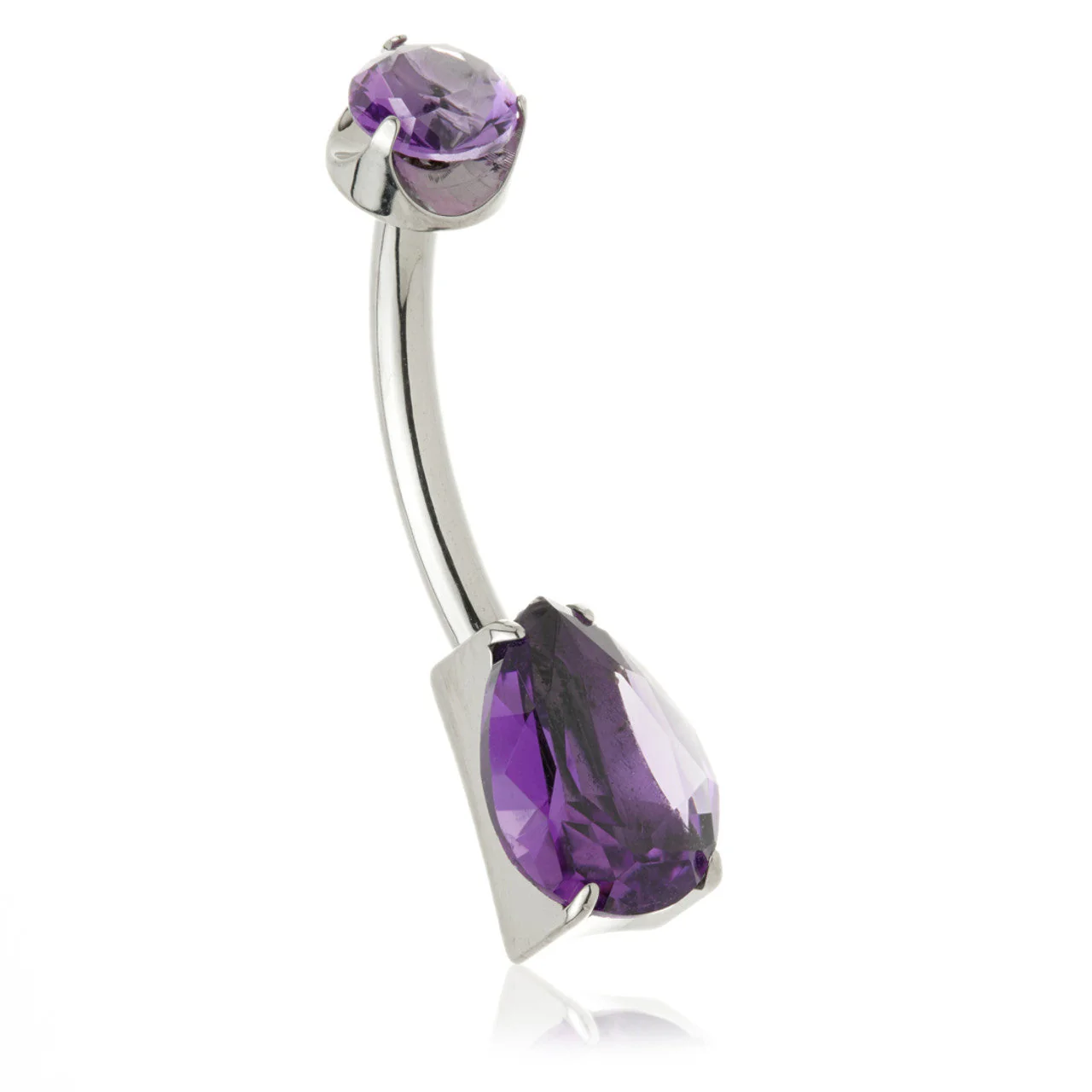 Ti Internal Natural Stone Teardrop Navel Bar - Image 5