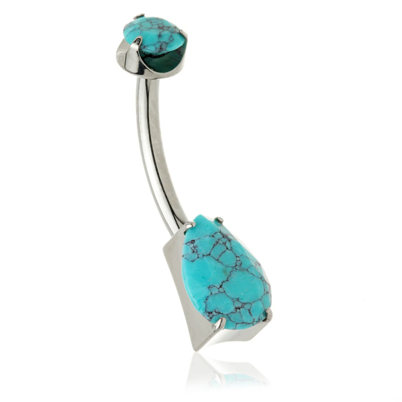 Ti Internal Natural Stone Teardrop Navel Bar - Image 6