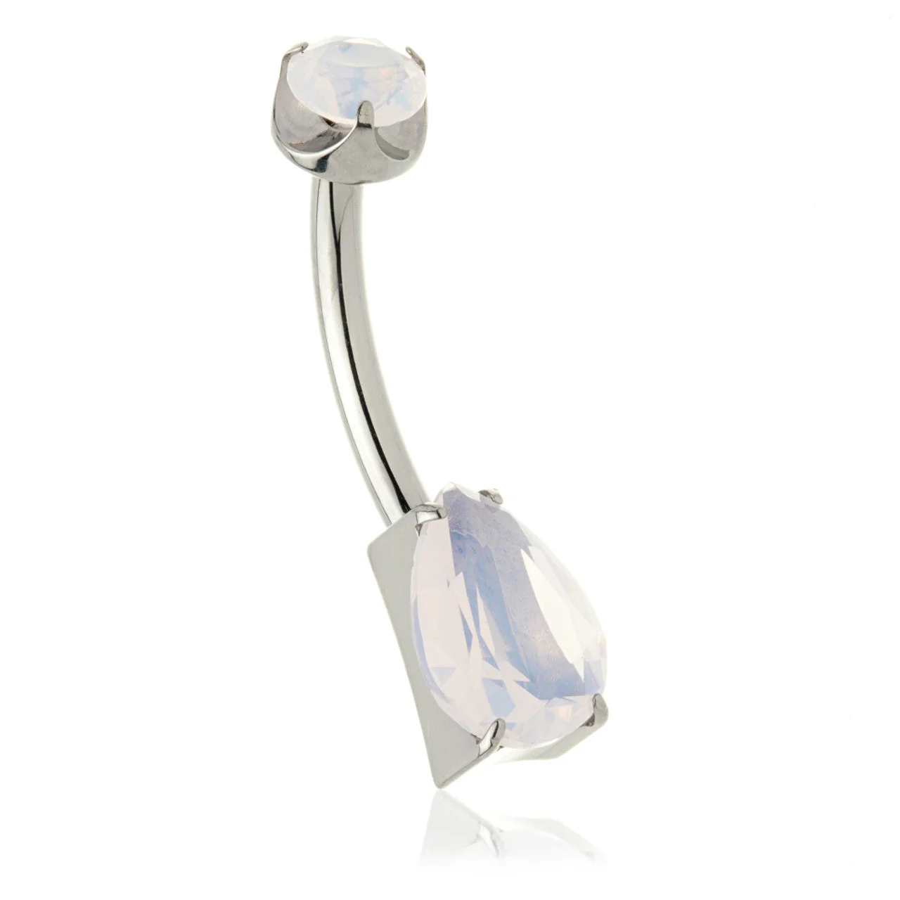 Ti Internal Natural Stone Teardrop Navel Bar - Image 7