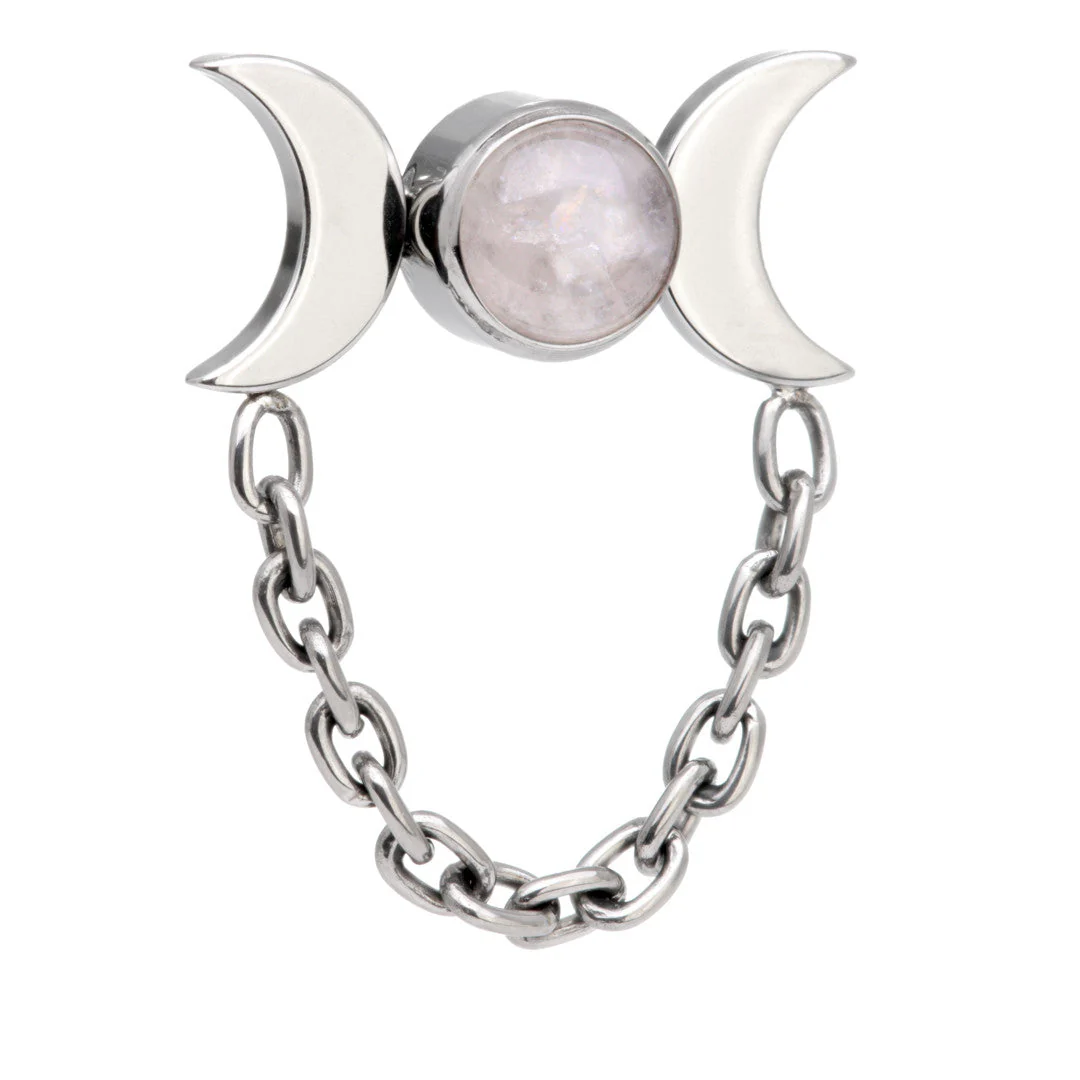 Ti Internal Rose Quartz Bezel with Double Moon Crescent Attachment