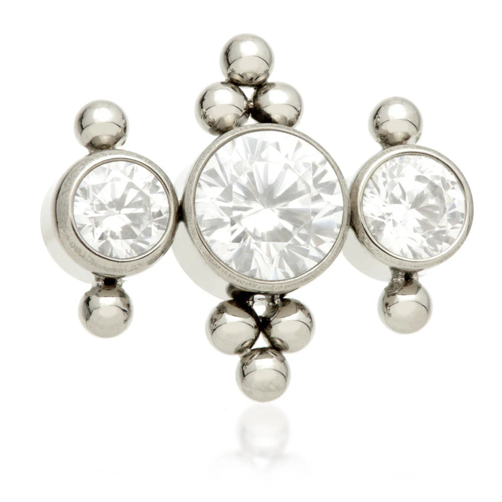 Ti Internal Triple Jewelled Attachment with Tri Beads (0.9mm thread)