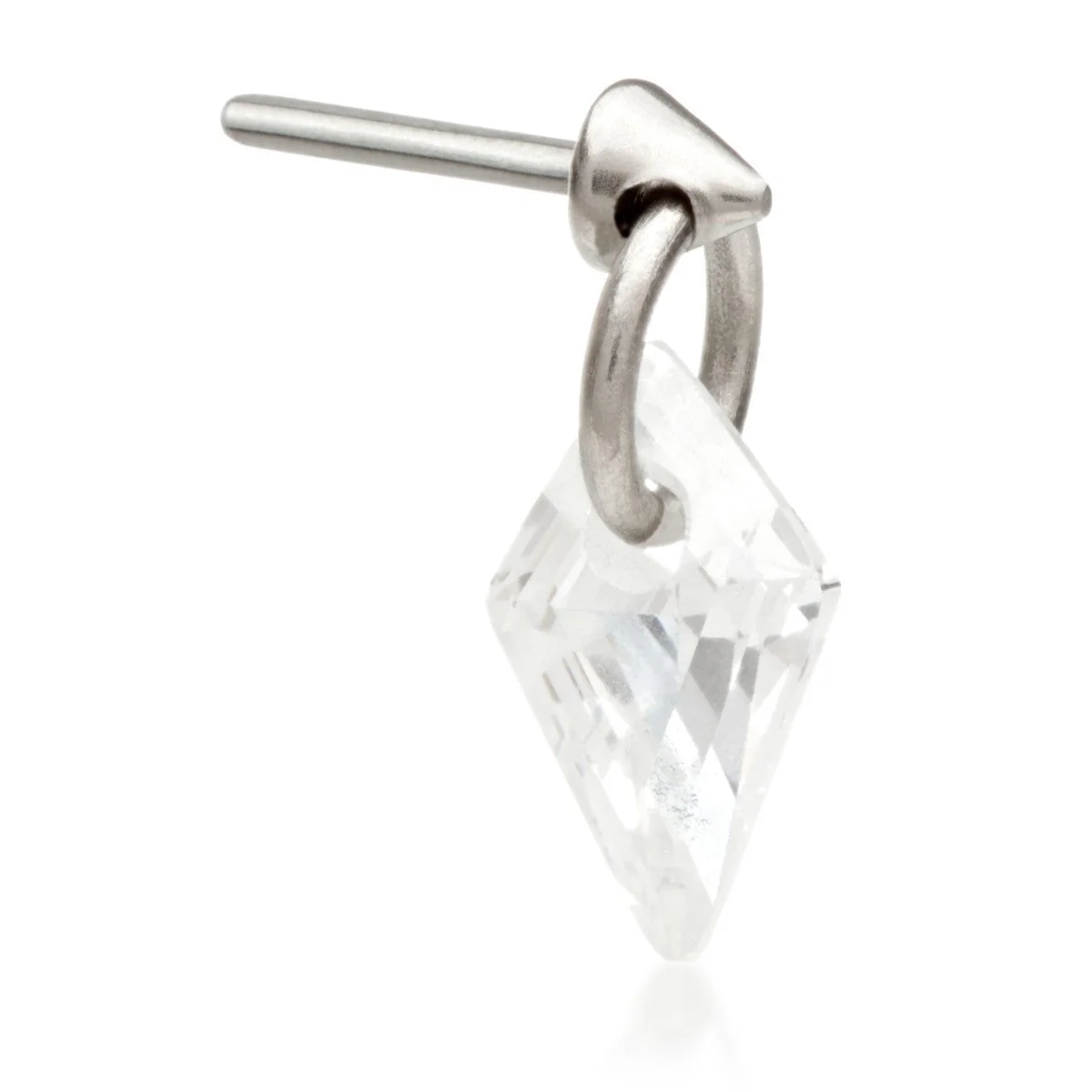 Ti Threadless Attachment with Kite Shape Gem Charm