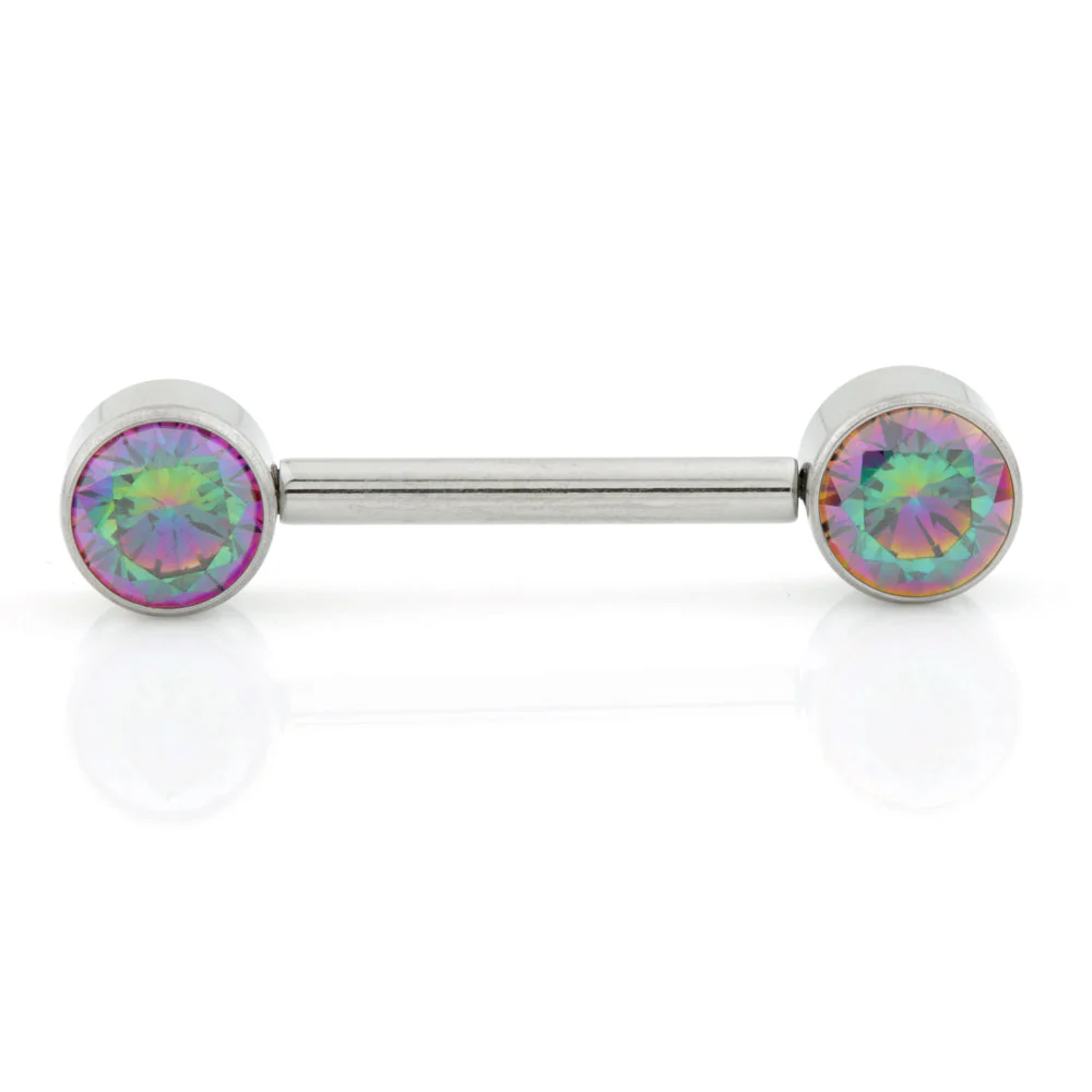 Ti Threadless Forward Facing Double Jewelled Plain Disk Barbell - Image 3