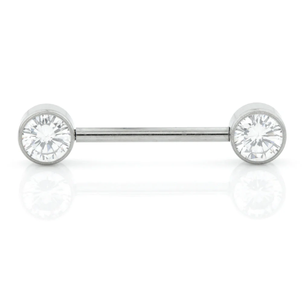 Ti Threadless Forward Facing Double Jewelled Plain Disk Barbell - Image 4