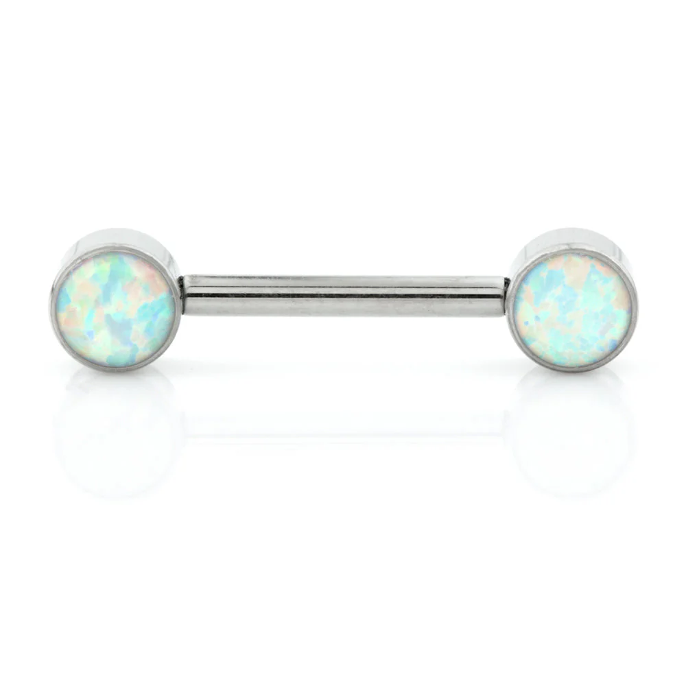 Ti Threadless Forward Facing Double Opal Plain Disk Barbell - Image 2