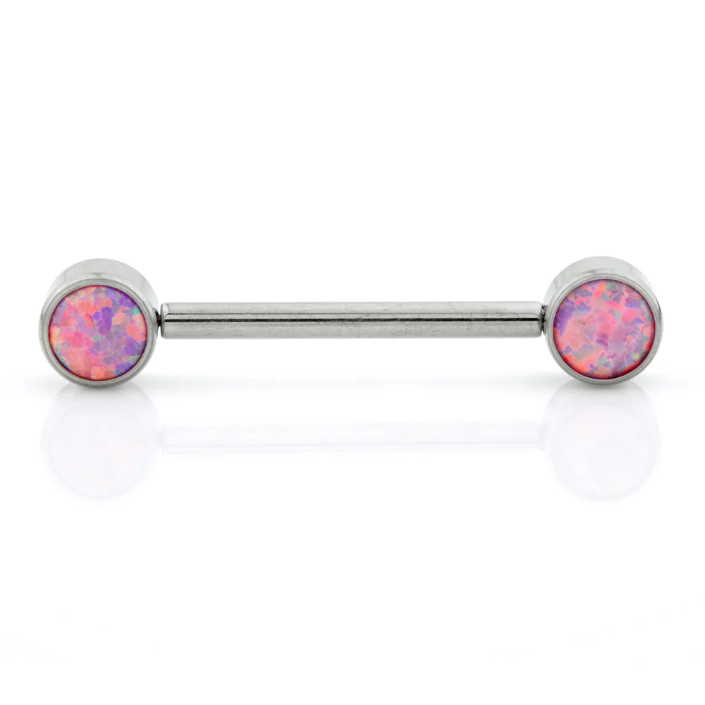Ti Threadless Forward Facing Double Opal Plain Disk Barbell - Image 3