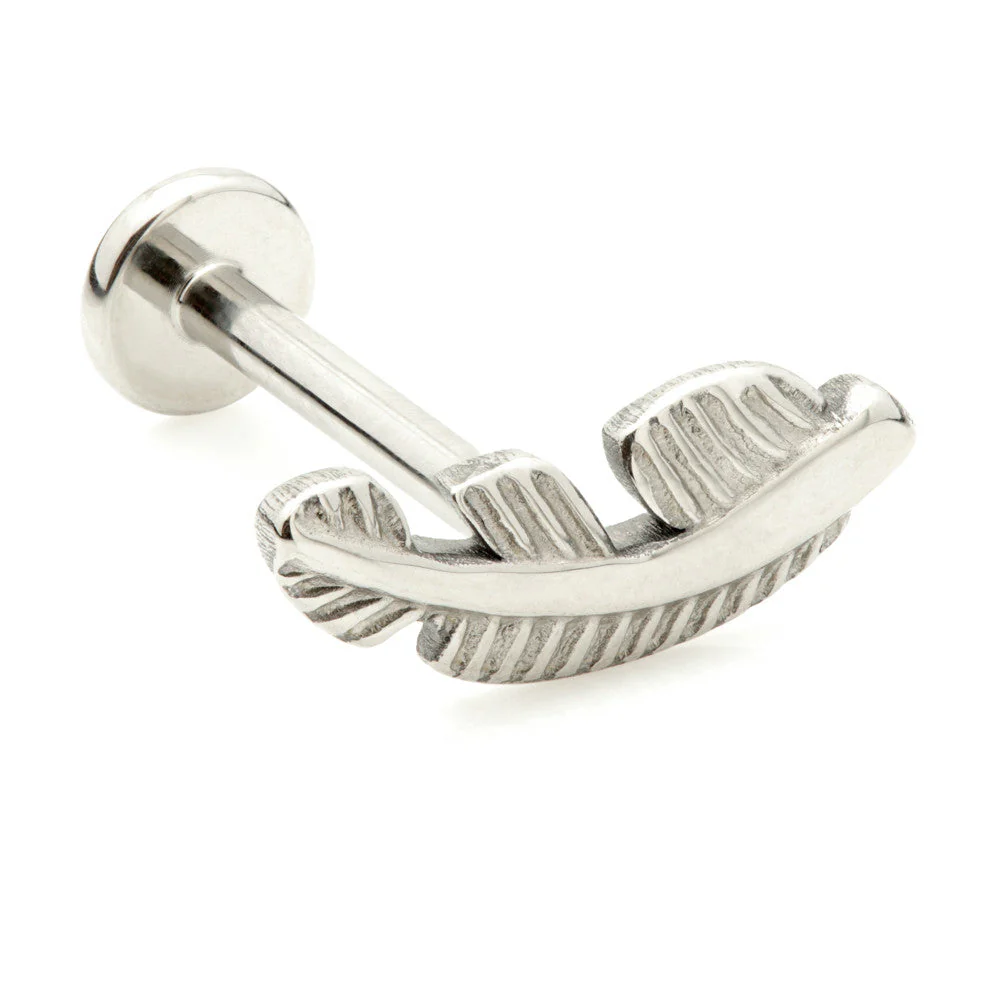 Ti Threadless Labret with Feather Attachment