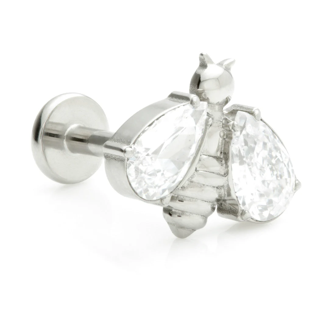 Ti Threadless Labret with Jewelled Bee Attachment