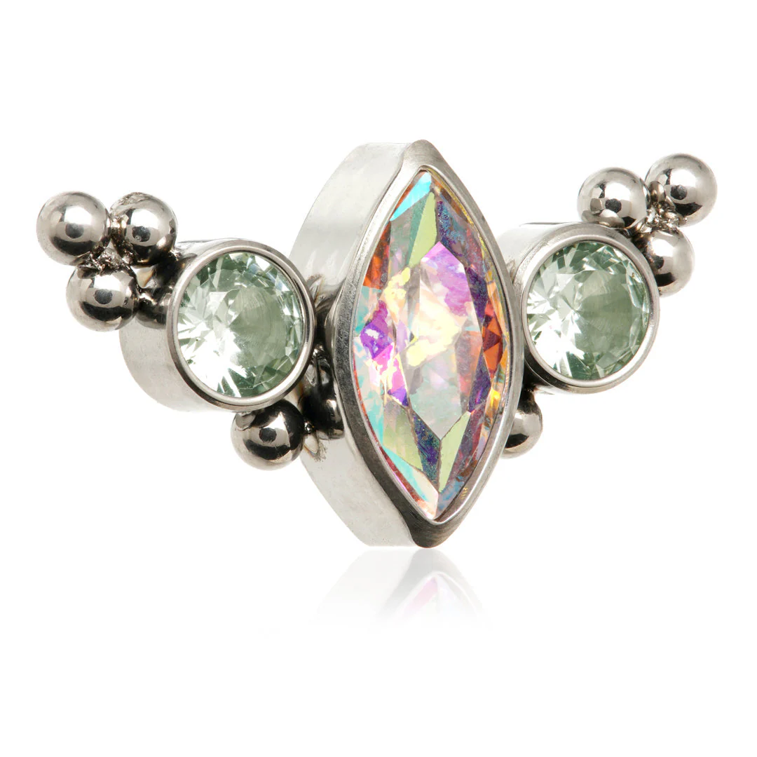 Ti Threadless Marquise Crescent with Tri Beads Attachment Pin - Image 3