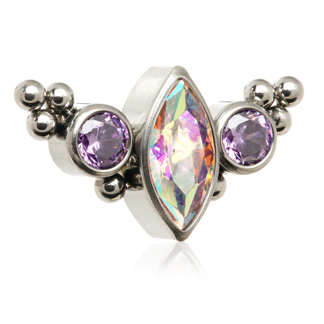 Ti Threadless Marquise Crescent with Tri Beads Attachment Pin - Image 4