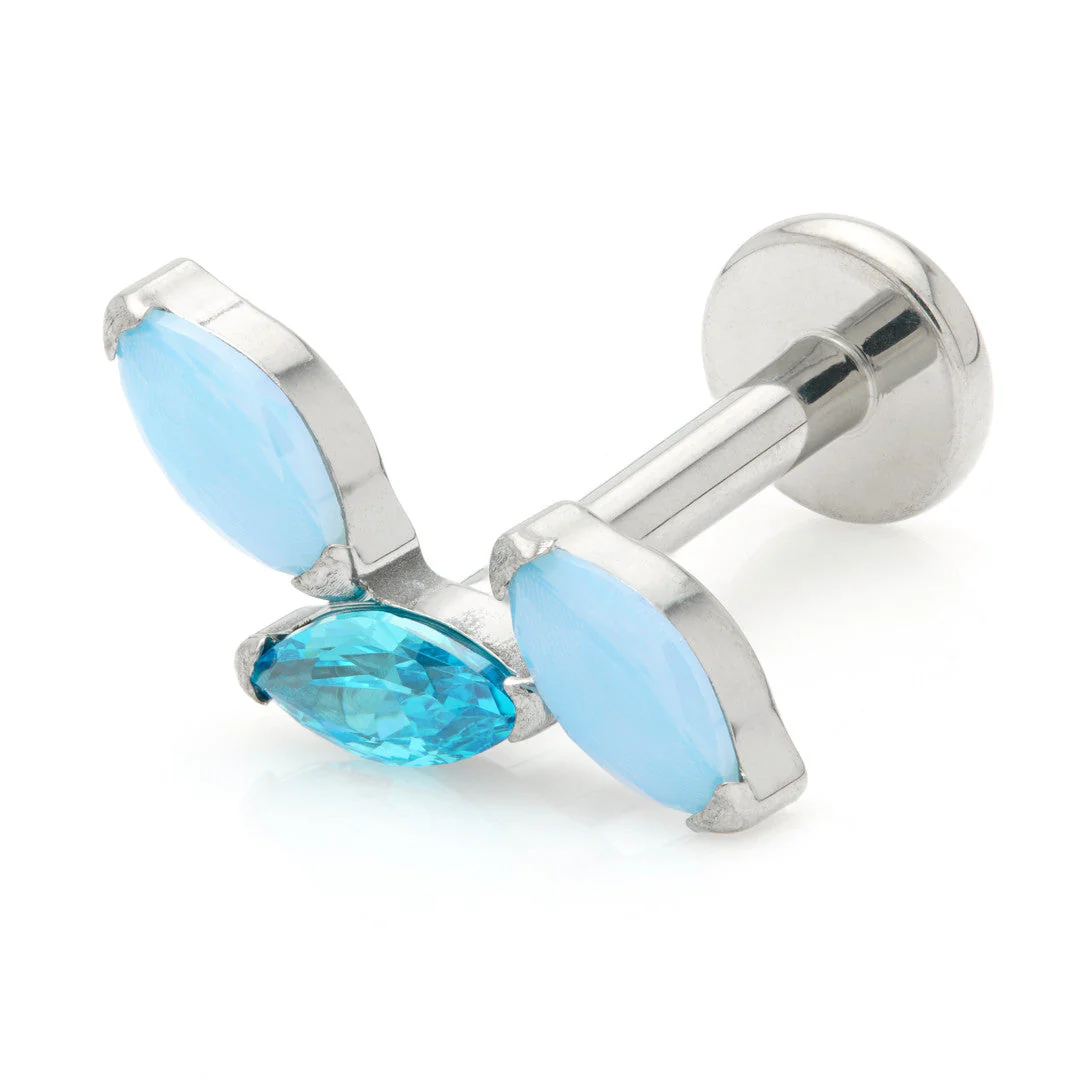 Ti Threadless Opal & Gem Marquise Labret - Image 2