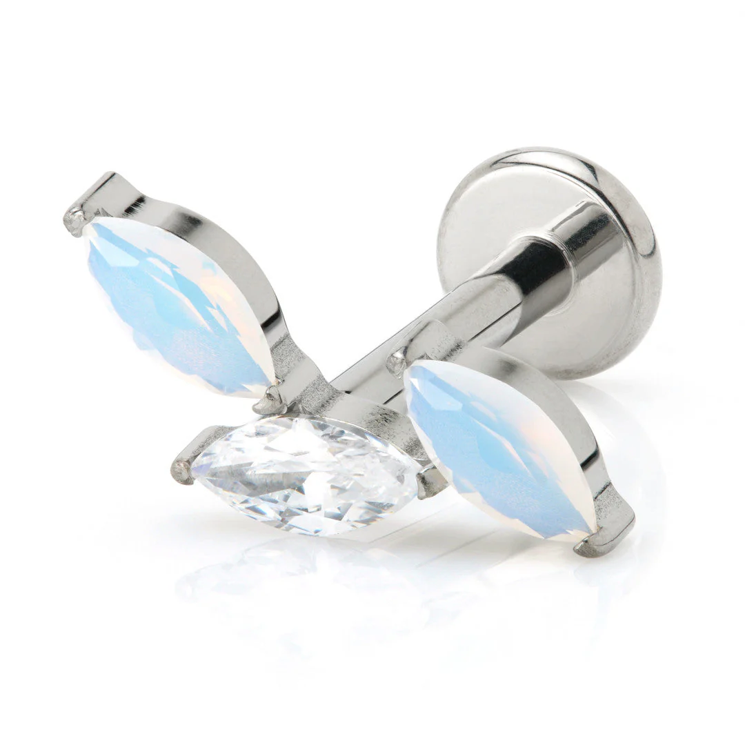 Ti Threadless Opal & Gem Marquise Labret - Image 3