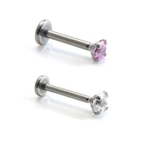 Ti Threadless Prong-Set Gem Labret (1mm) - Image 2