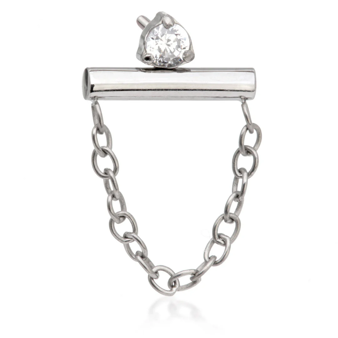 Ti Threadless Prong Set Gem Straight Bar Attachment