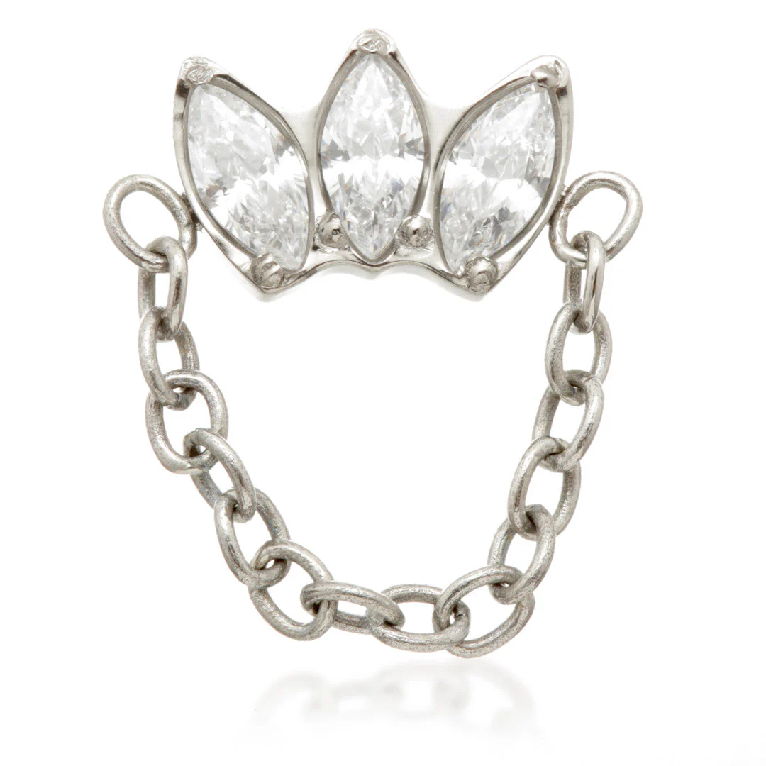 Ti Threadless Triple Marquise with Hanging Chain Attachment