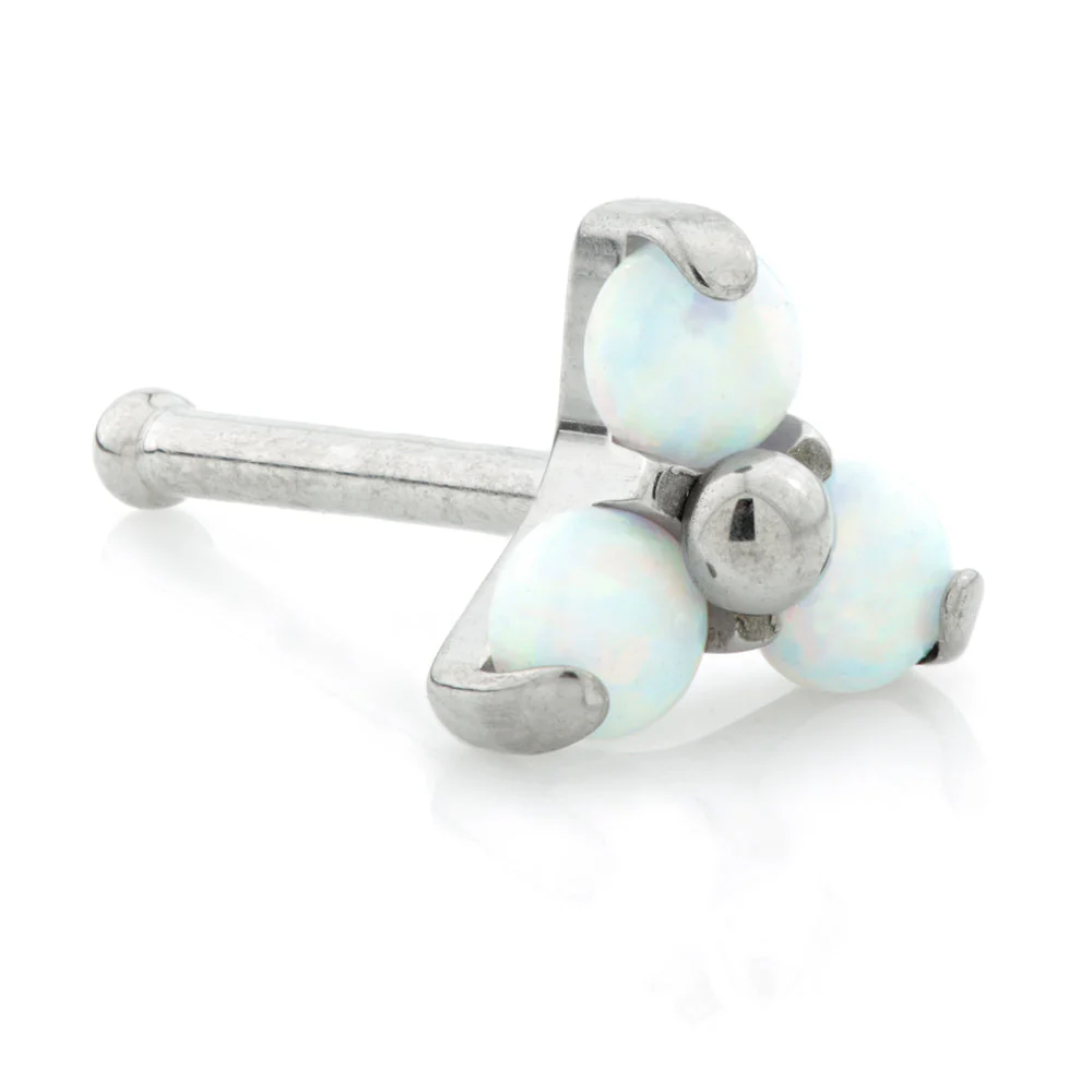 Ti Trinity Opal Straight Nose Stud - Image 2