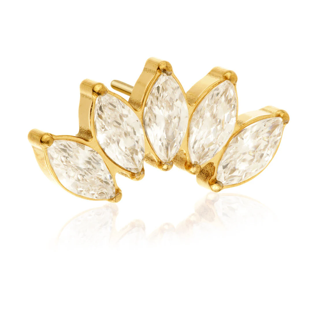 Ti Zircon Gold Threadless Prong Jewelled Marquise Cluster Attachment