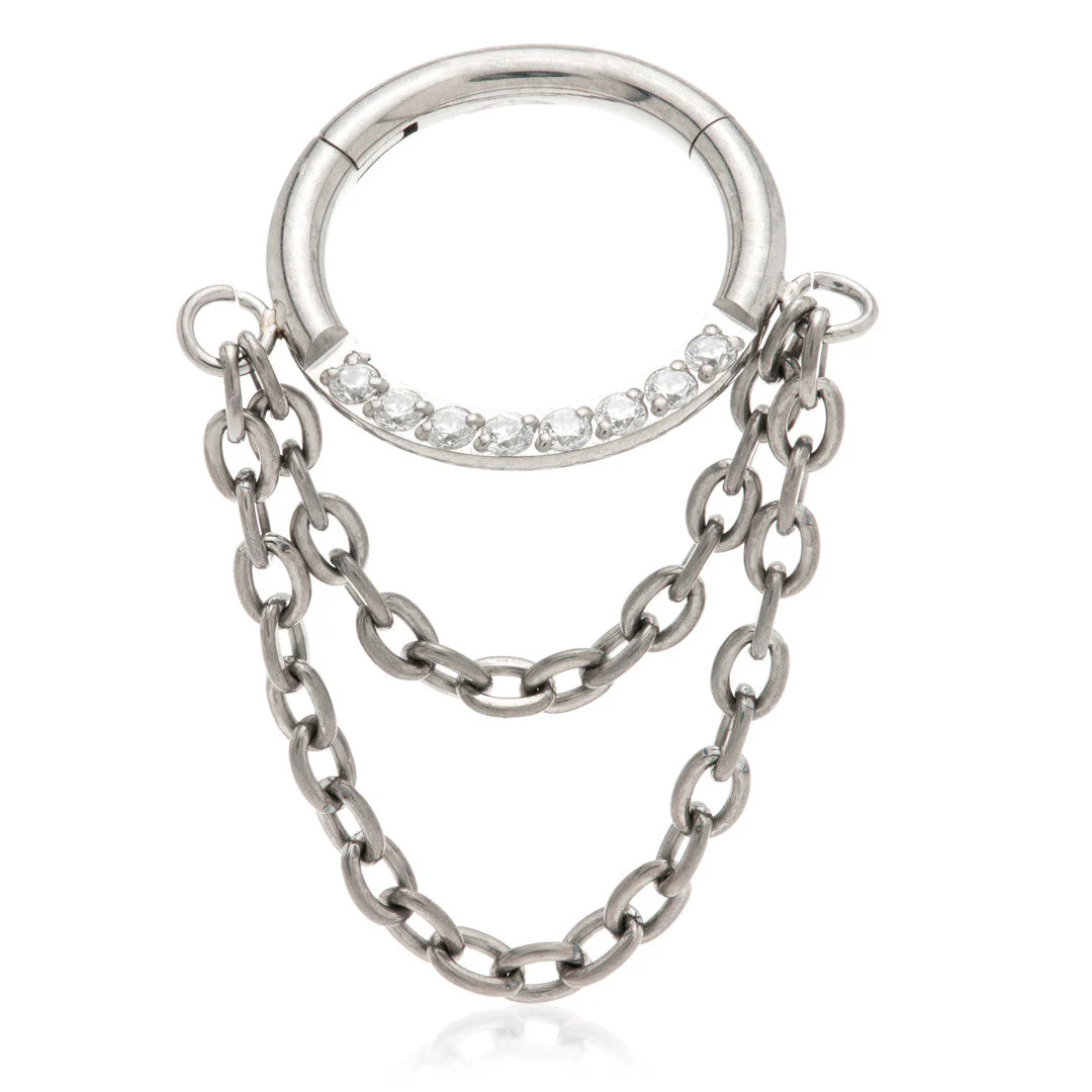 TiC Pave Gem Hinge Ring with 2 Chains